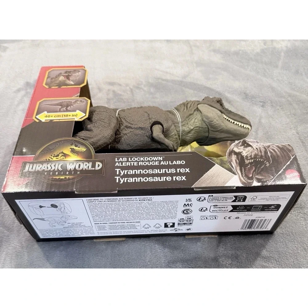 Jurassic World Rebirth Tyrannosaurus Rex Action Figure, Dinosaur Toy T-Rex Chomp